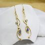 Blue Sapphire And White Topaz Gold Vermeil Earrings, thumbnail 3 of 8