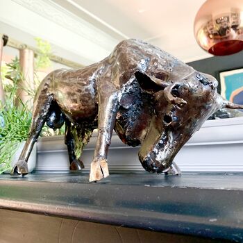 Recycled Metal Bull Sculpture Art083, 8 of 8