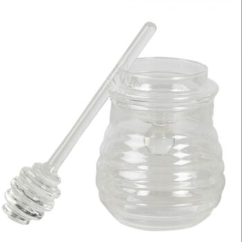 Clear Glass Honey Jar With Dipper, 2 of 2