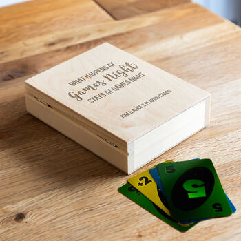 Personalised Games Night Playing Cards Holder Box, 2 of 6