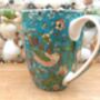 Set Of Six Aspen Mugs In Teal Strawberry Thief Design, thumbnail 7 of 11