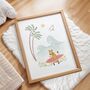 Surfing Animals Beach Nursery Print – Coastal Kids Wall Art, Tropical Animal Illustration, thumbnail 4 of 5
