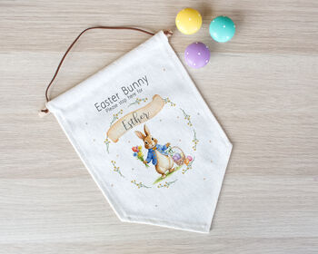 Personalised Easter Bunny Linen Flag, 2 of 3