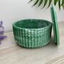 Emerald Green Wide Ridged Storage Pot With Lid, thumbnail 2 of 7