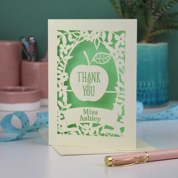 Personalised Papercut Teacher Apple Card, 2 of 7
