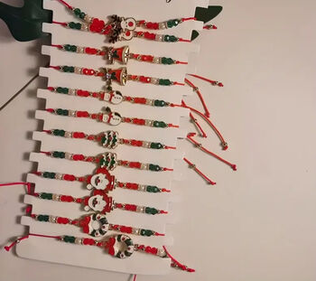 Christmas Jewellery, Beaded Charm Bracelets, Set Of Six Charms, 2 of 3