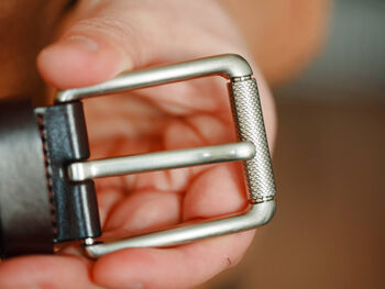 Men's Premium Leather Belt With Cross Knurl Buckle, 3 of 12