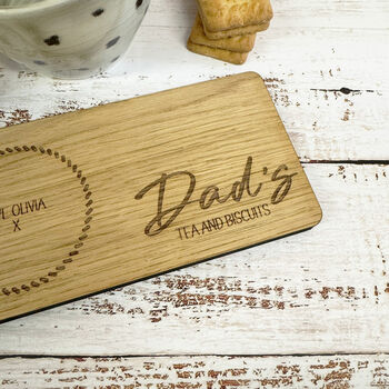 Personalised Oak Coaster Tray Dad Father Family Tea And Biscuits, 3 of 4