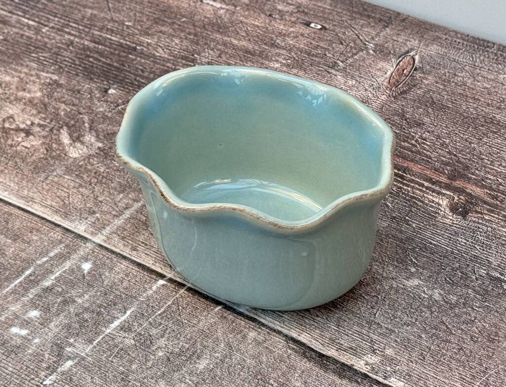 Turquoise Wavy Edge Round Ramekin, 11cm, 1 of 3