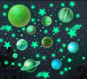 Space Planets Solar System Fluorescent Vinyl Stickers, 3 of 5