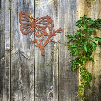 Metal Butterfly On Branch Art Metal Garden Decor, 7 of 10