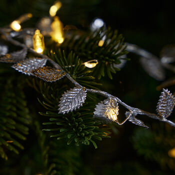 Silver Leaves String Garland With Lights, 4 of 4