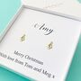 Personalised Sterling Silver Gold Plated Christmas Tree Stud Earrings With Jewels, thumbnail 1 of 4