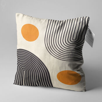 Orange And Black Geometric Abstract Ecru Cushion Cover, 3 of 7