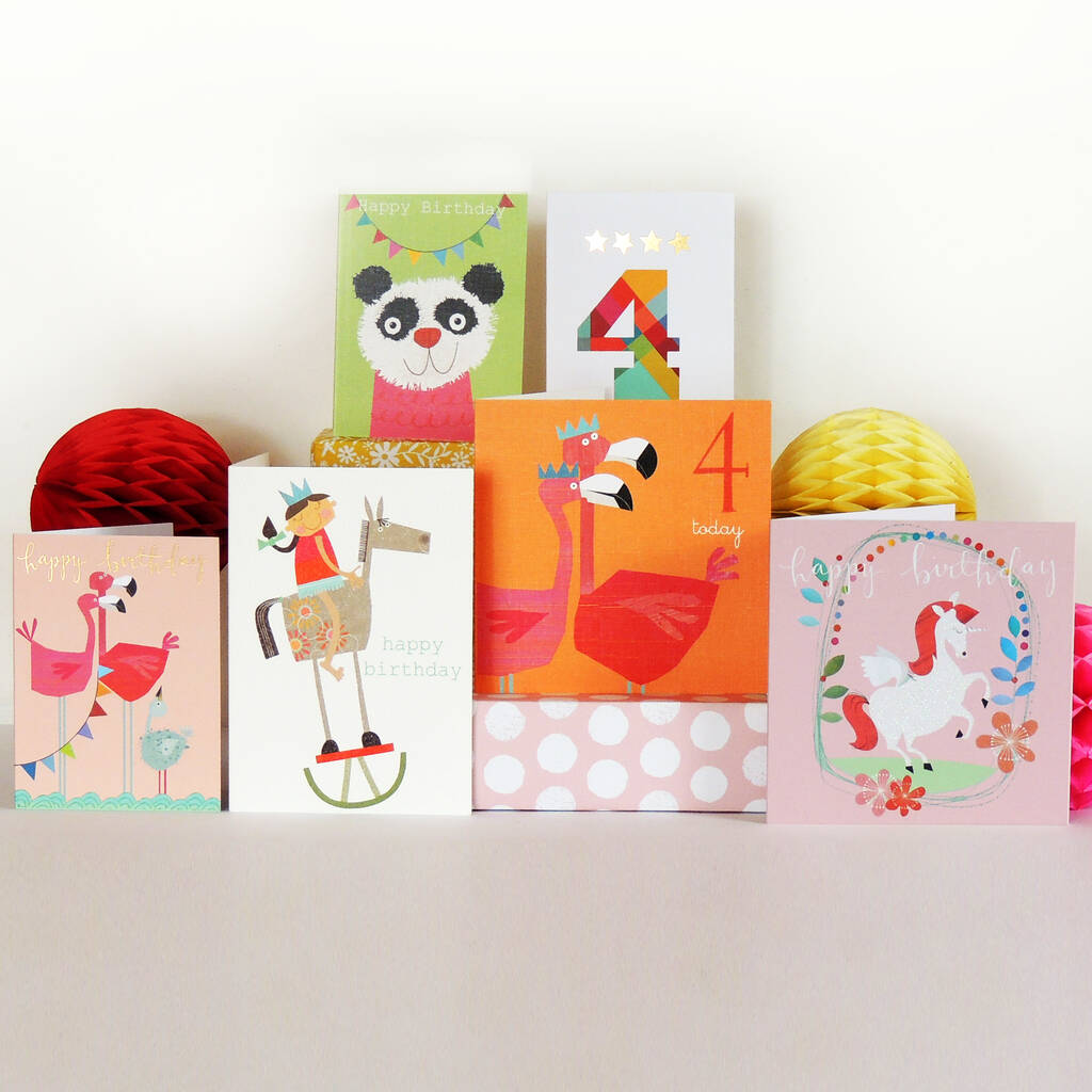 Girls' Fourth Birthday Card Pack By Kali Stileman Publishing ...