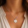 Personalised Birthstone Heart Pendant Necklace With Name Symbol, thumbnail 8 of 8