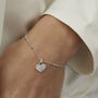 Ridged Heart Charm Bracelet In Silver Or Gold Vermeil, thumbnail 1 of 4