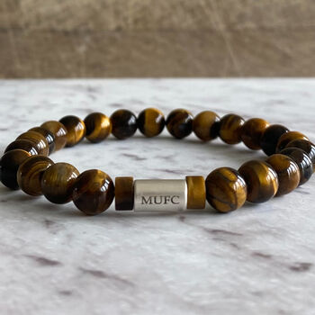 Men's Manchester United Football Fan Tiger's Eye Bracelet, 2 of 6