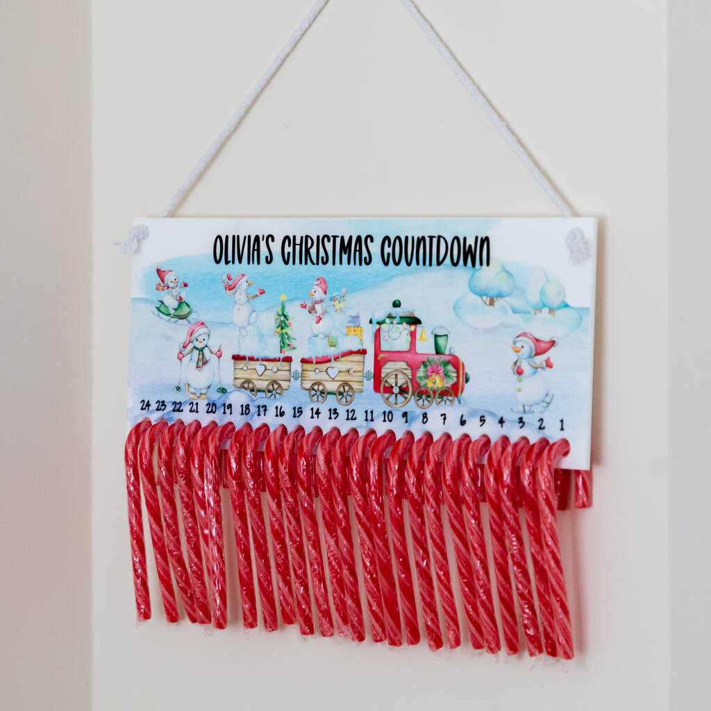 Personalised Candy Cane Advent Calendar Festive Train By Mirrorin