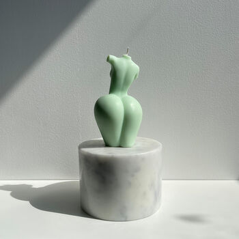 Scented Pastel Green Sculpture Body Pillar Candle Large, 2 of 2