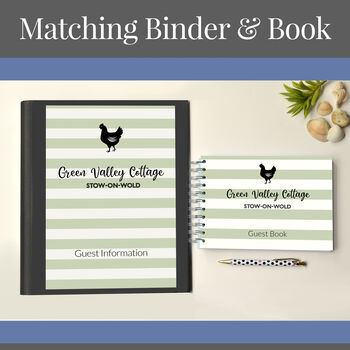 Green Stripe Country Hen Holiday Home Welcome Folder, 2 of 2