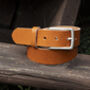 Handmade Leather Belt And Matching Keyring Mens Gift Made In The UK, thumbnail 7 of 11