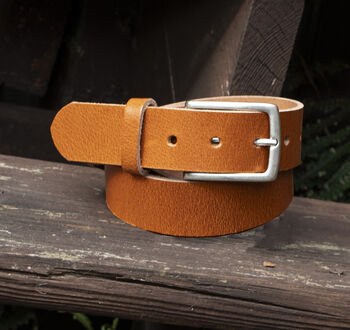 Handmade Leather Belt And Matching Keyring Mens Gift Made In The UK, 7 of 11