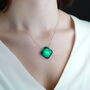 Emerald Green Glass Pendant Necklace, thumbnail 3 of 10