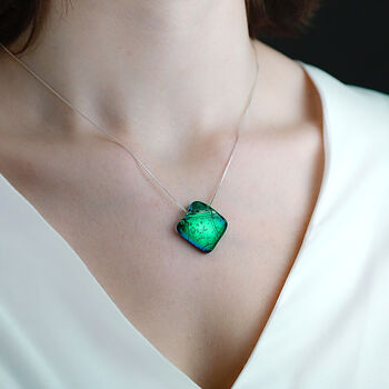 Emerald Green Glass Pendant Necklace, 3 of 10