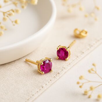 9ct Gold July Birthstone Stud Earrings – 4mm, 5 of 5