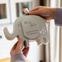 Personalised Elephant Money Box Welcome To The World, thumbnail 5 of 6
