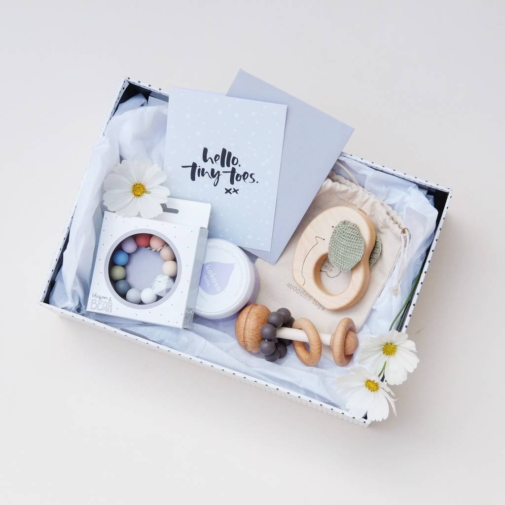 new baby gift hamper by blossom and