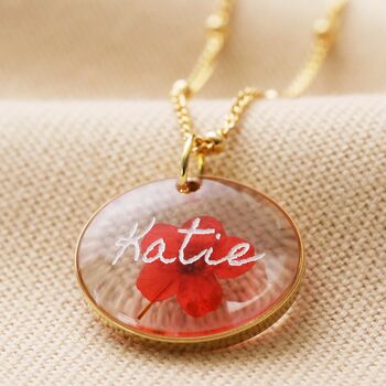 Personalised Pressed Birth Flower Pendant Necklace, 7 of 10