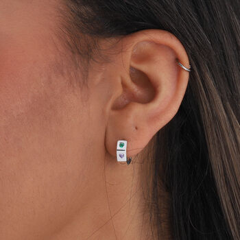 Sterling Silver Colourful Crystal Ear Hoops, 2 of 4