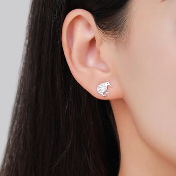 Sterling Silver Nature Inspired Kiwi Bird Stud Earrings, 7 of 12