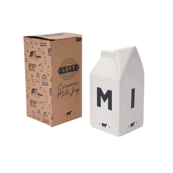 White Ceramic Milk Jug Slogan 'Milk', 2 of 4