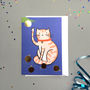 'Cat Loves Baubles' Gold Foiled Christmas Card, thumbnail 1 of 4