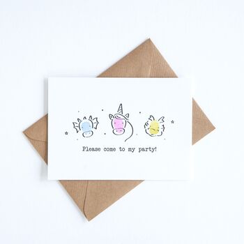 Mythical Unicorn Party Invitation Making Kit, Five Pack, 2 of 4