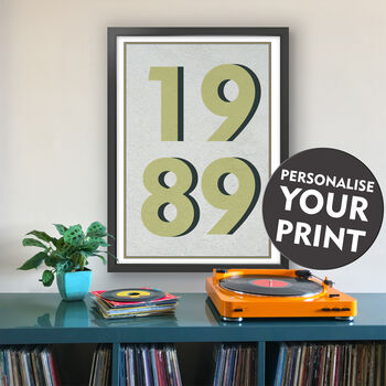 1989 Personalised Year Typography Print, 6 of 11