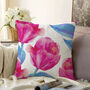 Floral Soft Cushion Cover With Pink And Blue Colours, thumbnail 1 of 4