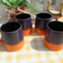 Set Of Four Reactive Glaze Brûlée Mugs In Purple And Orange, thumbnail 1 of 8