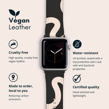 Black And White Swirl Vegan Leather Apple Watch Band, 2 of 7