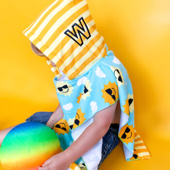 Personalised Happy Sun Toddler Hooded Towel, 3 of 12