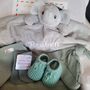 Personalised Elephant Baby Giftset, Grey, Green, Beige, Pink Or Blue, thumbnail 1 of 6