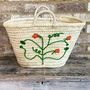Handwoven Coral Wildflower Meadow Straw Shopper Bag, thumbnail 1 of 2