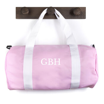 Monogrammed Barrel Gym Bag In Pink, 8 of 8