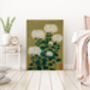 Japanese Chrysanthemum Green Flower Art Print, thumbnail 3 of 4