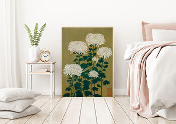Japanese Chrysanthemum Green Flower Art Print, 3 of 4