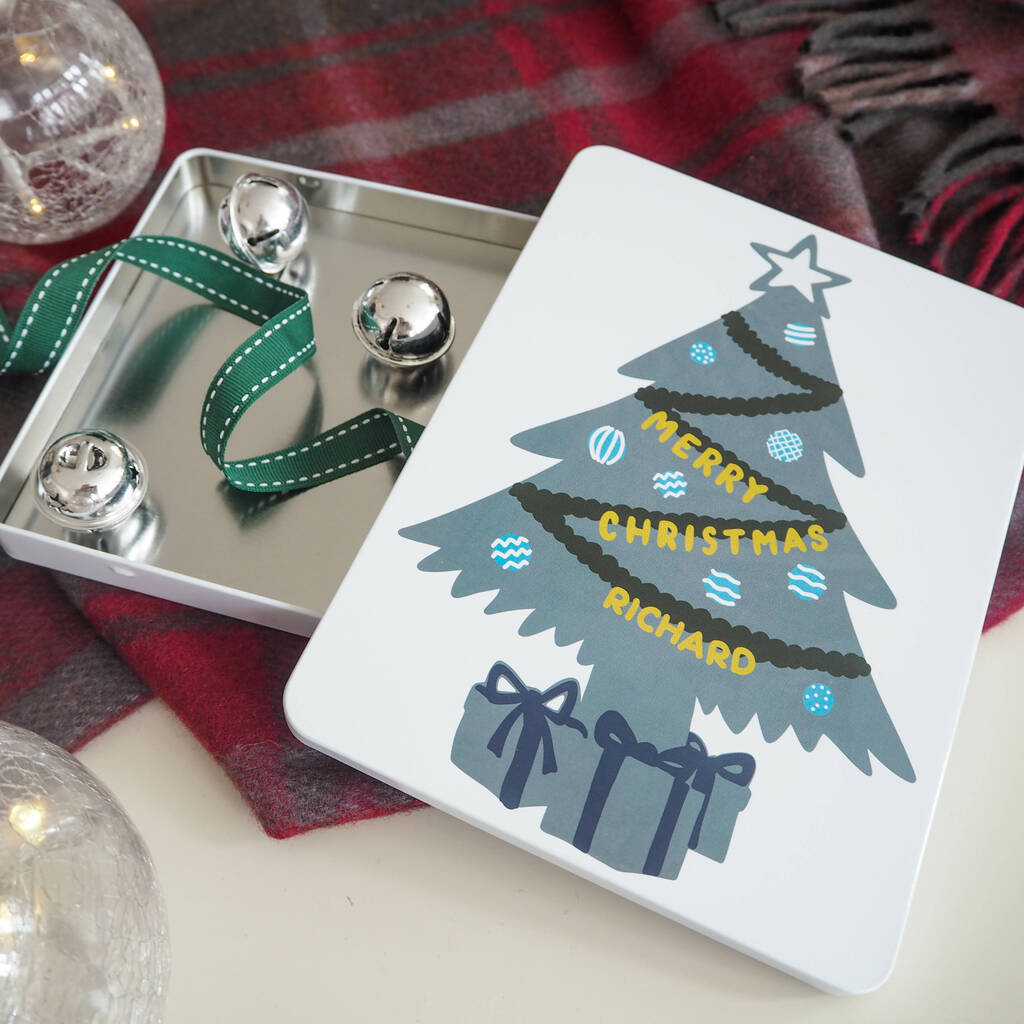 Personalised Christmas Tree Tin Gift Box, 1 of 2