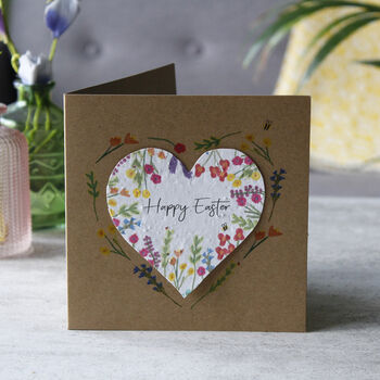 Easter Wildflower Seed Heart Recycled Card, 2 of 5